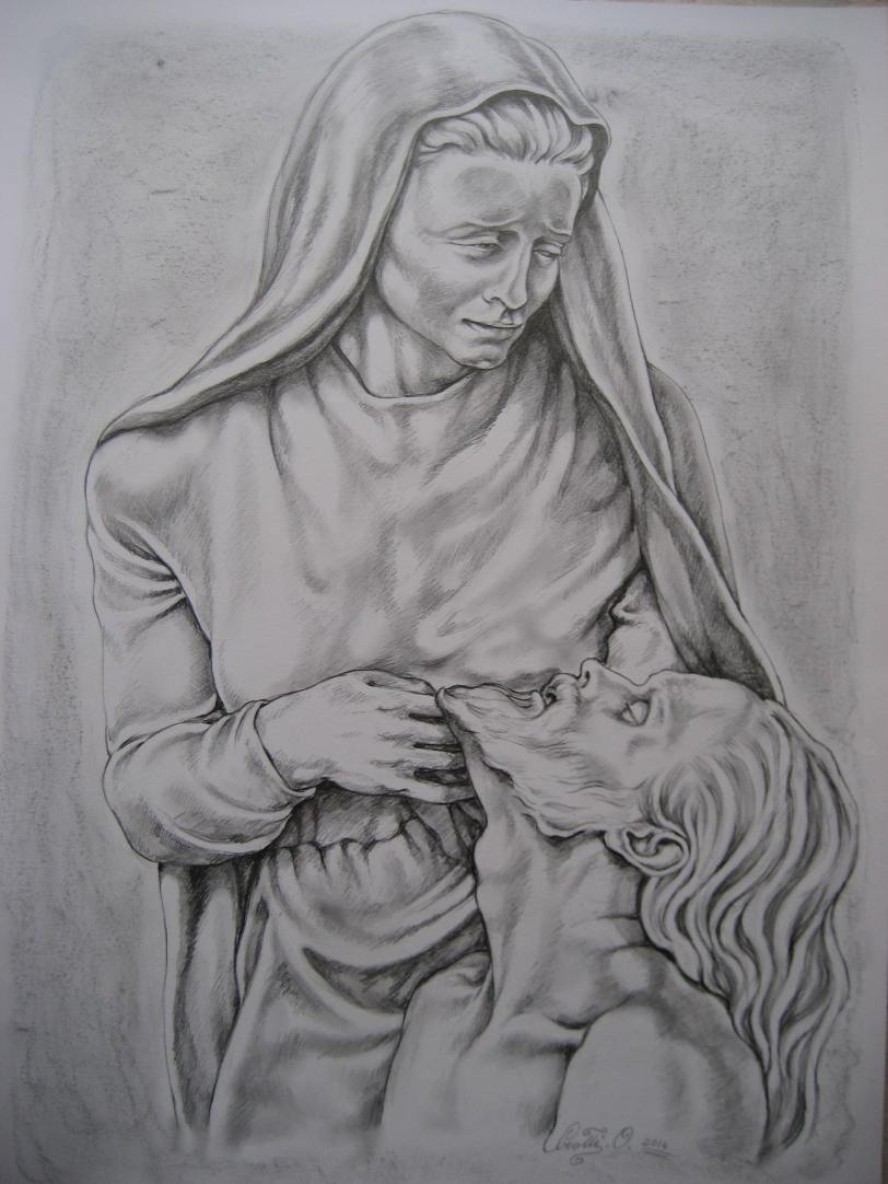 " Madre in dolore " Matita su cartoncino 50x70